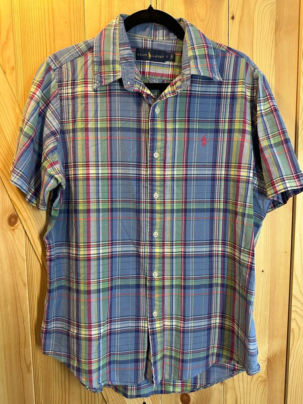 Polo Ralph Lauren Men's Plaid Short-Sleeve Oxford Shirt L - Small Flaw